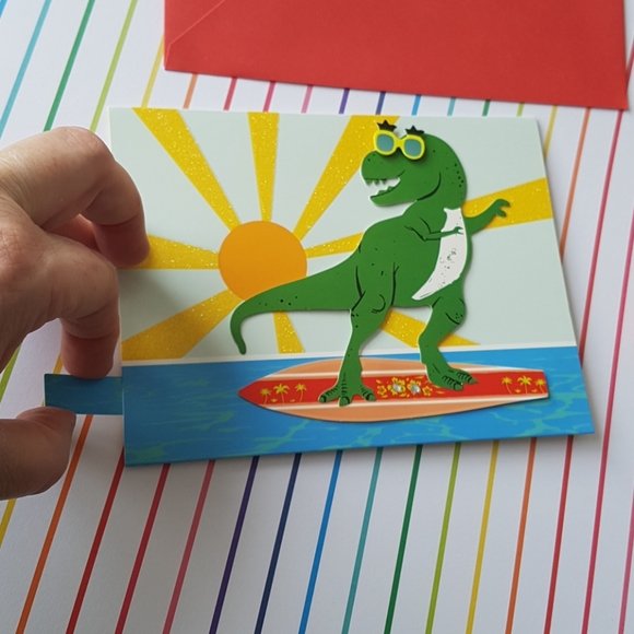 2 pcs C R Gibson Luxury Card Dinosaur (1 Card with Envelope) - Picture 4 of 16